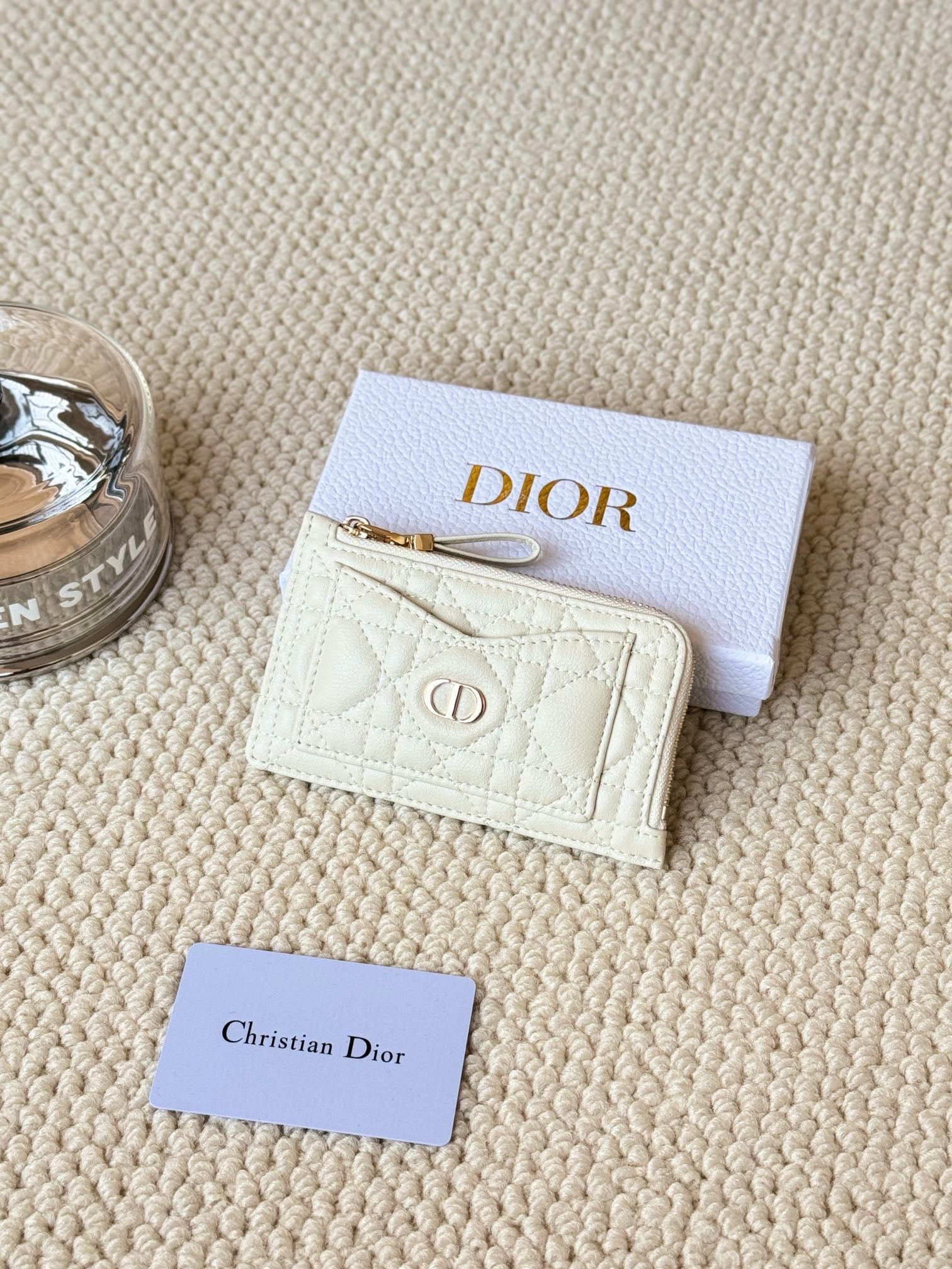 Christian Dior Cannage Quilted Cardholder – Zipper Charm Edition