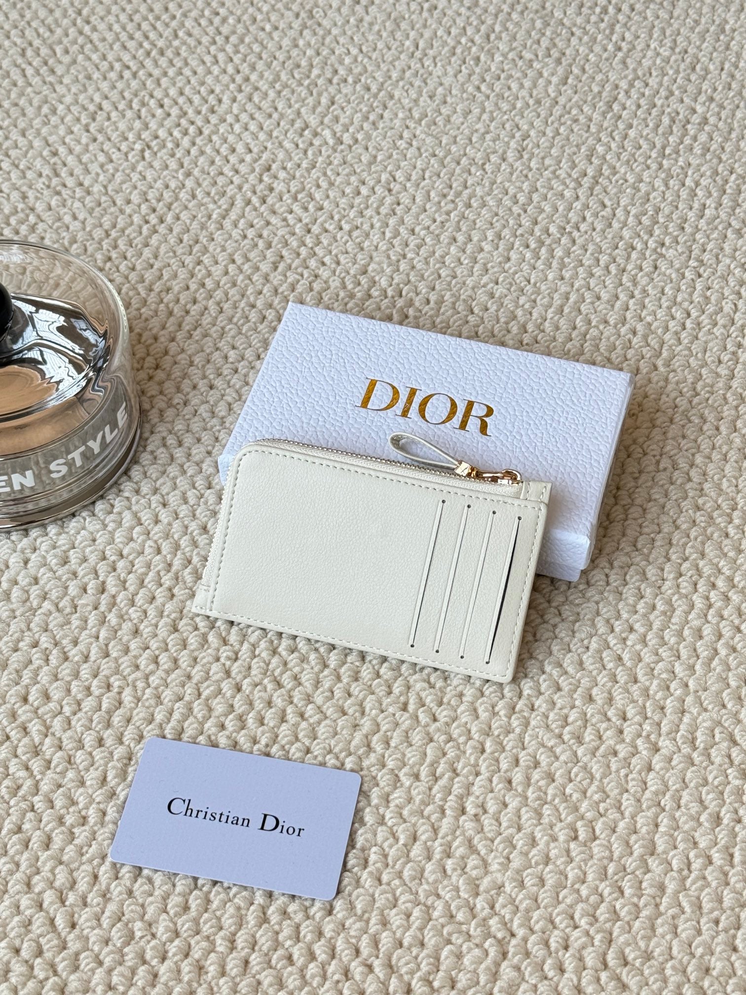 Christian Dior Cannage Quilted Cardholder – Zipper Charm Edition