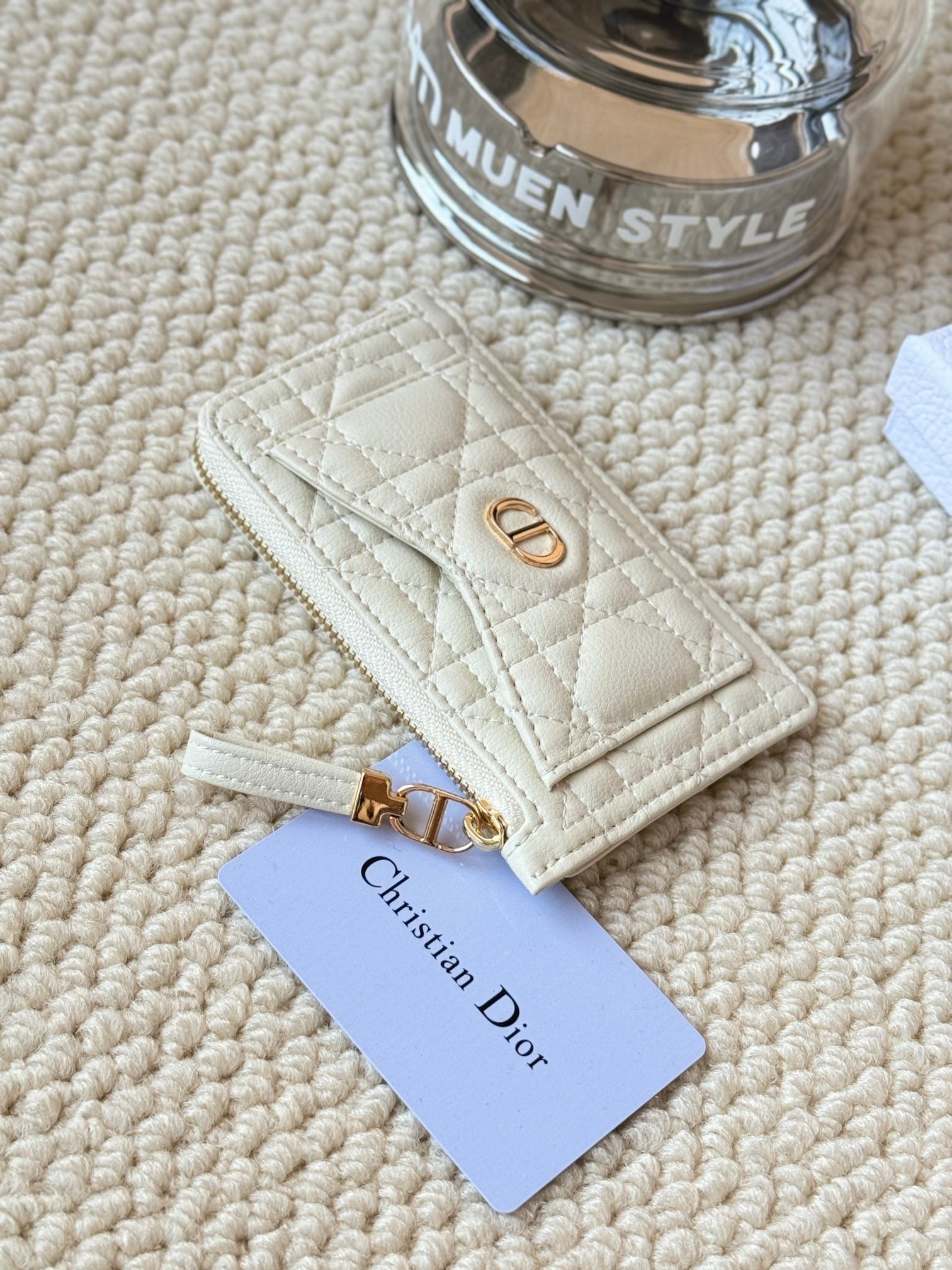 Christian Dior Cannage Quilted Cardholder – Zipper Charm Edition