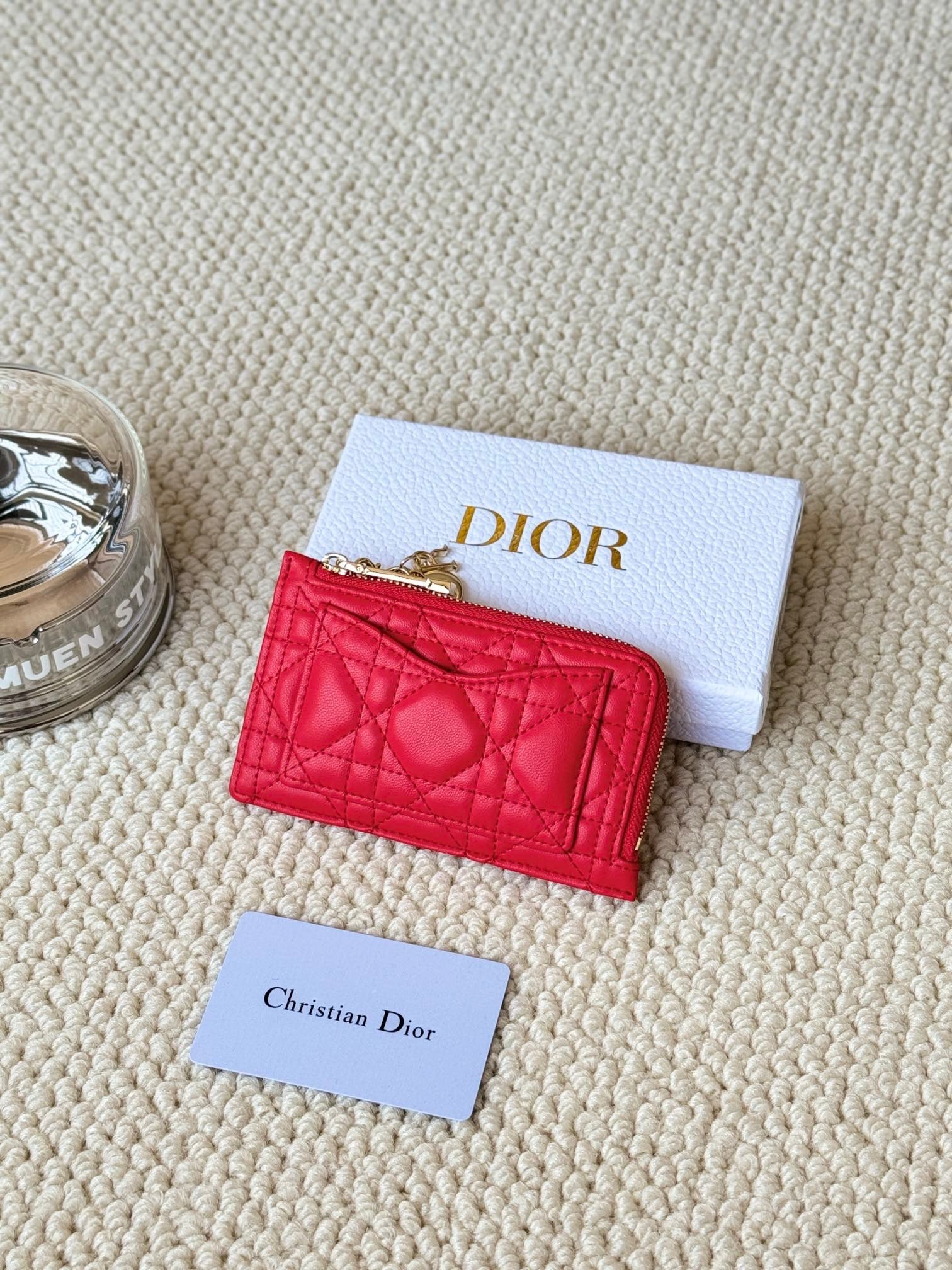 Christian Dior Cannage Quilted Cardholder – Zipper Charm Edition