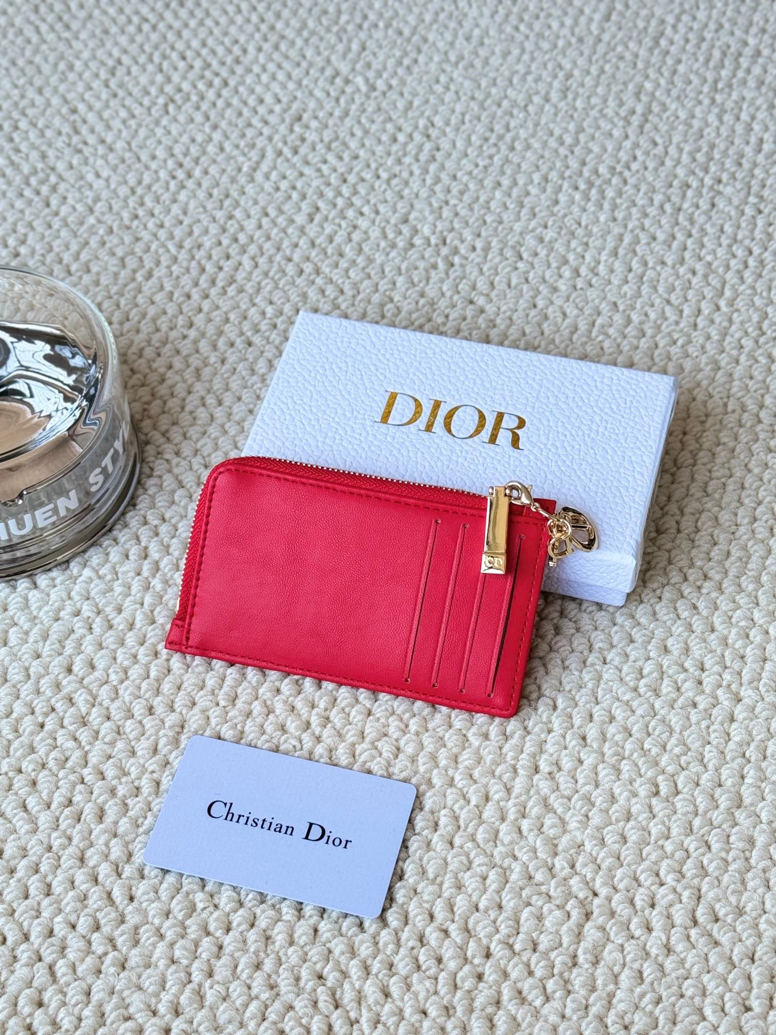 Christian Dior Cannage Quilted Cardholder – Zipper Charm Edition