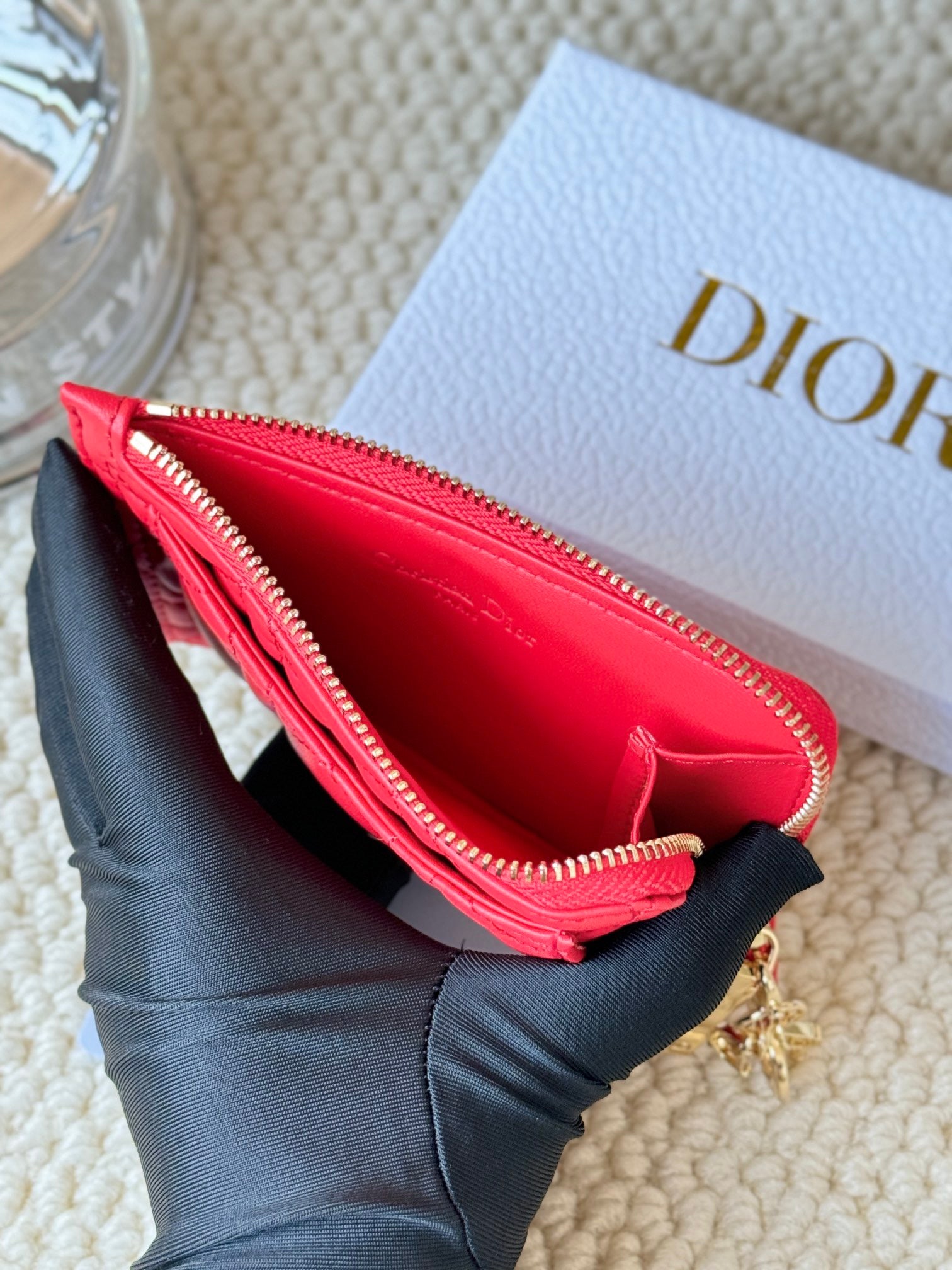 Christian Dior Cannage Quilted Cardholder – Zipper Charm Edition