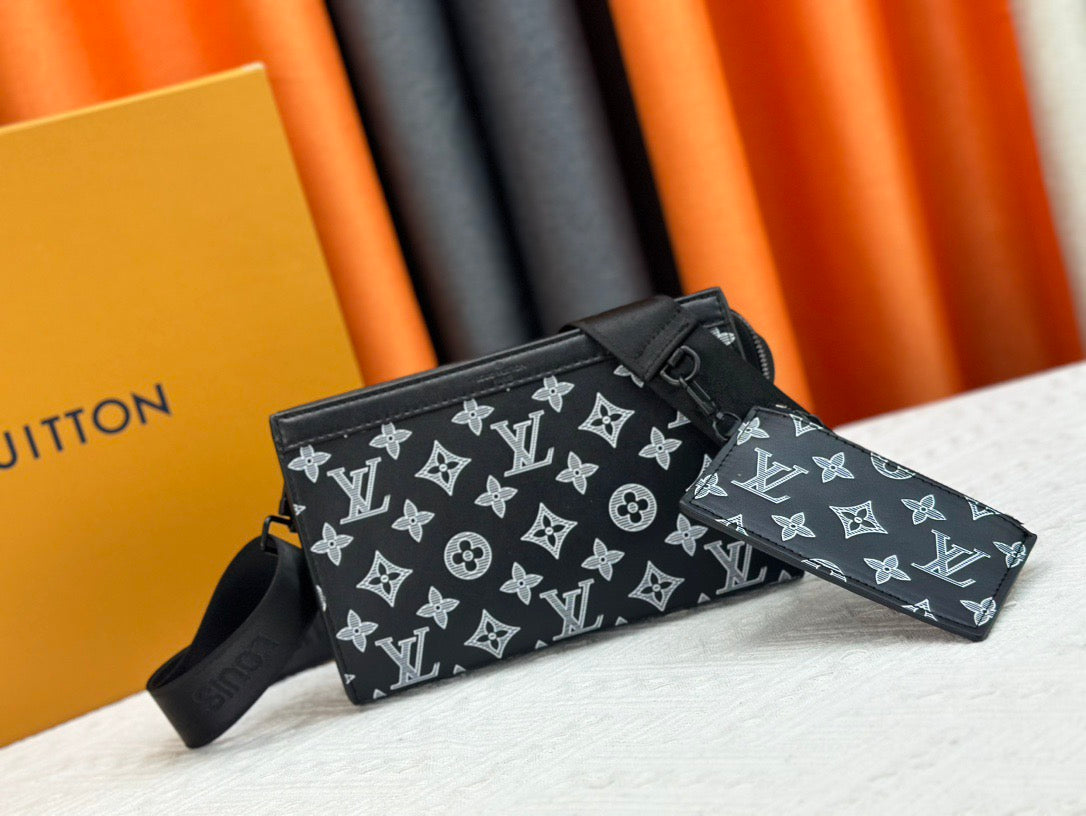 Louis Vuitton Monogram Bag & Pouch Set – Black & White Edition
