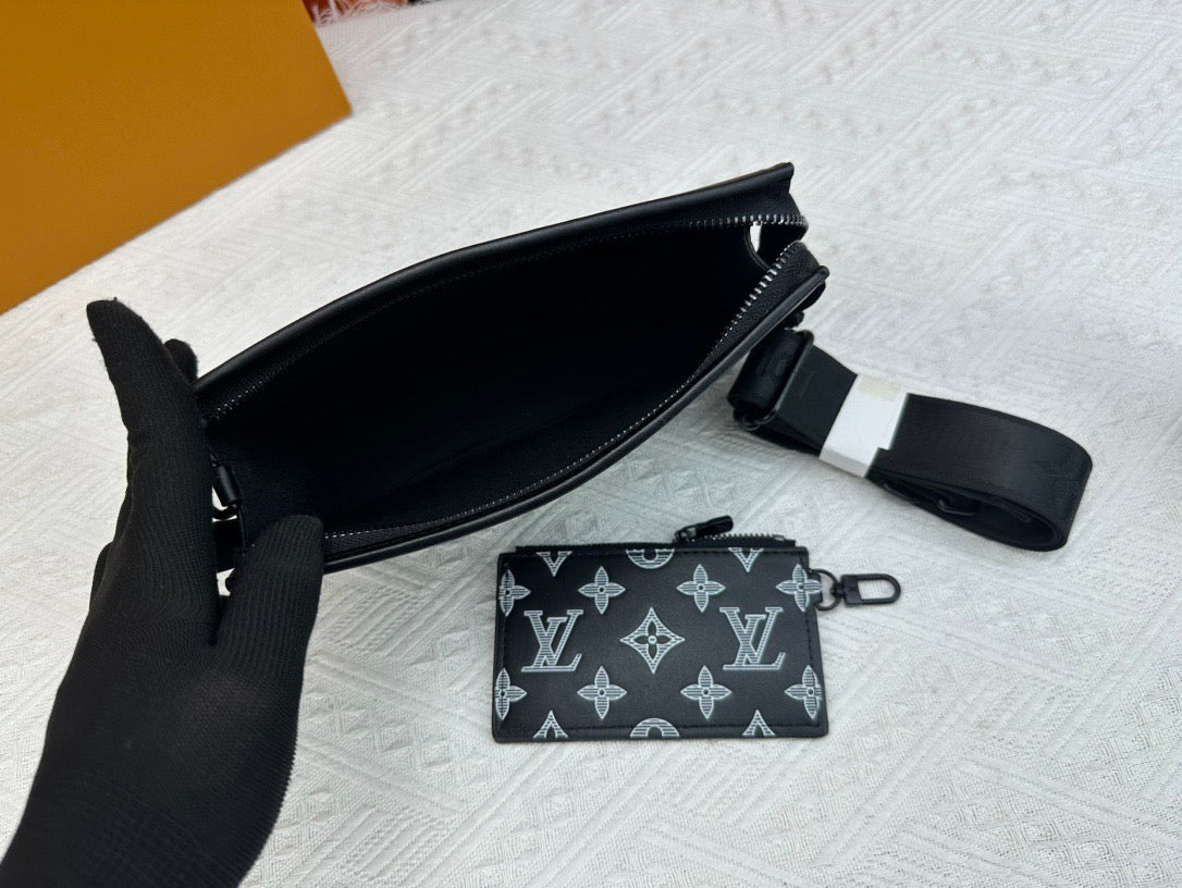 Louis Vuitton Monogram Bag & Pouch Set – Black & White Edition