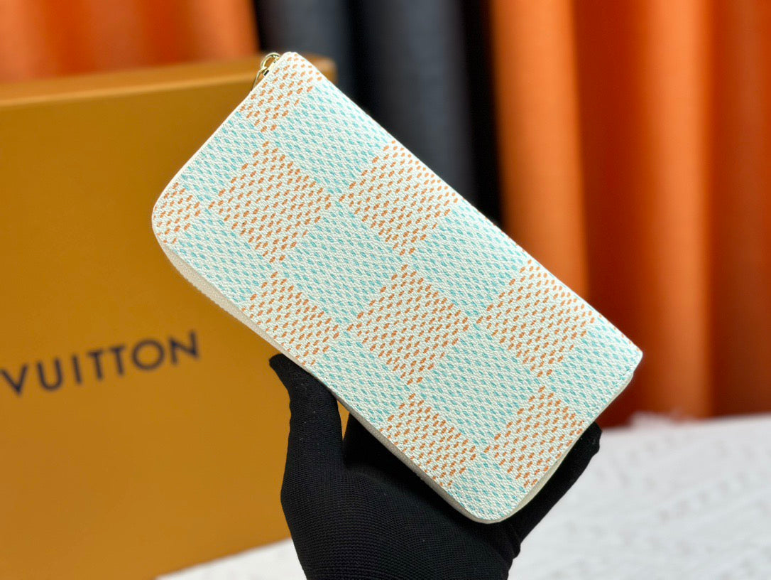 Louis Vuitton Light Blue Checkered Wallet Collection