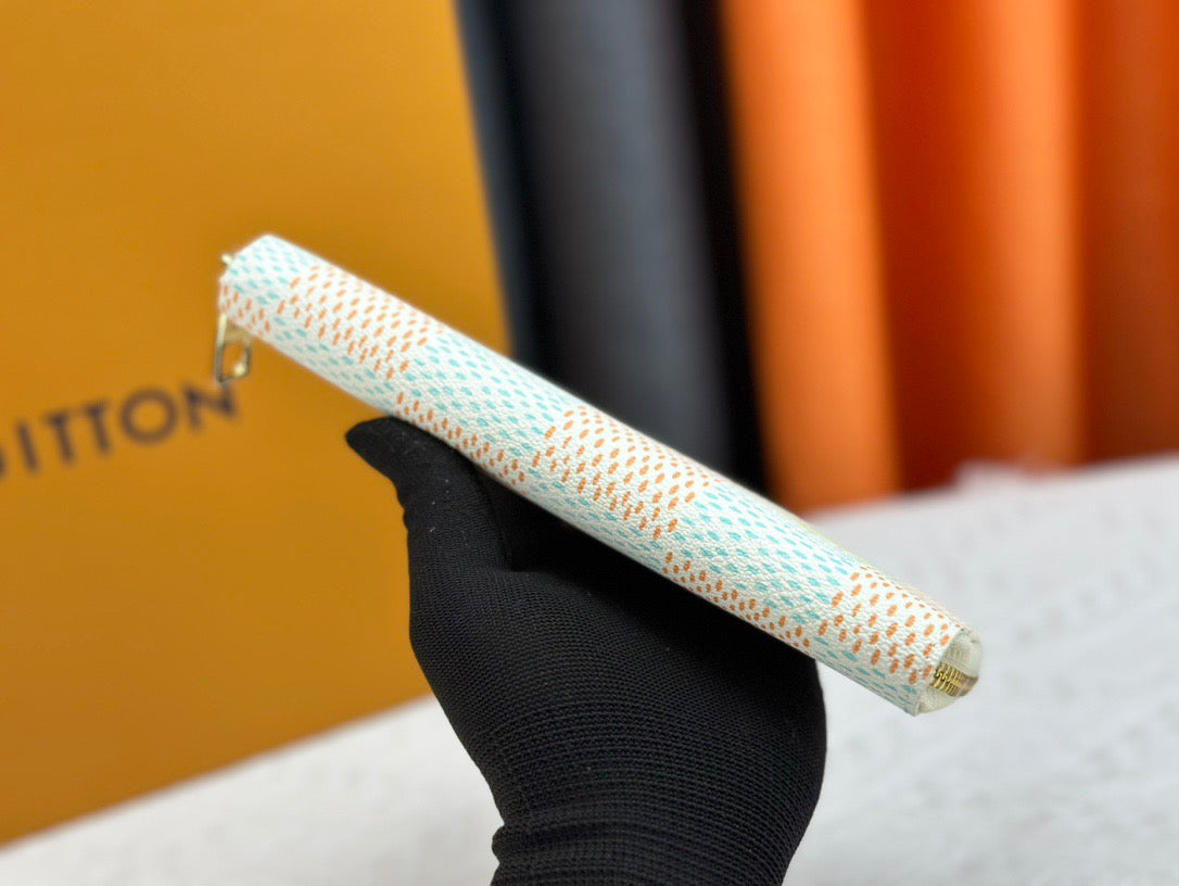 Louis Vuitton Light Blue Checkered Wallet Collection