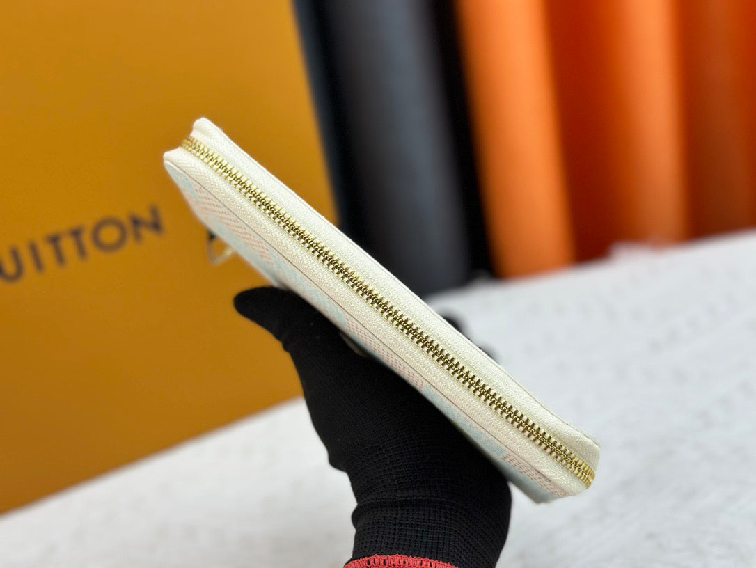 Louis Vuitton Light Blue Checkered Wallet Collection