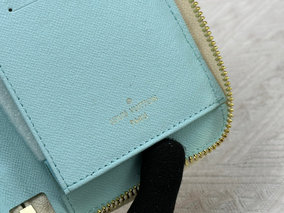 Louis Vuitton Light Blue Checkered Wallet Collection