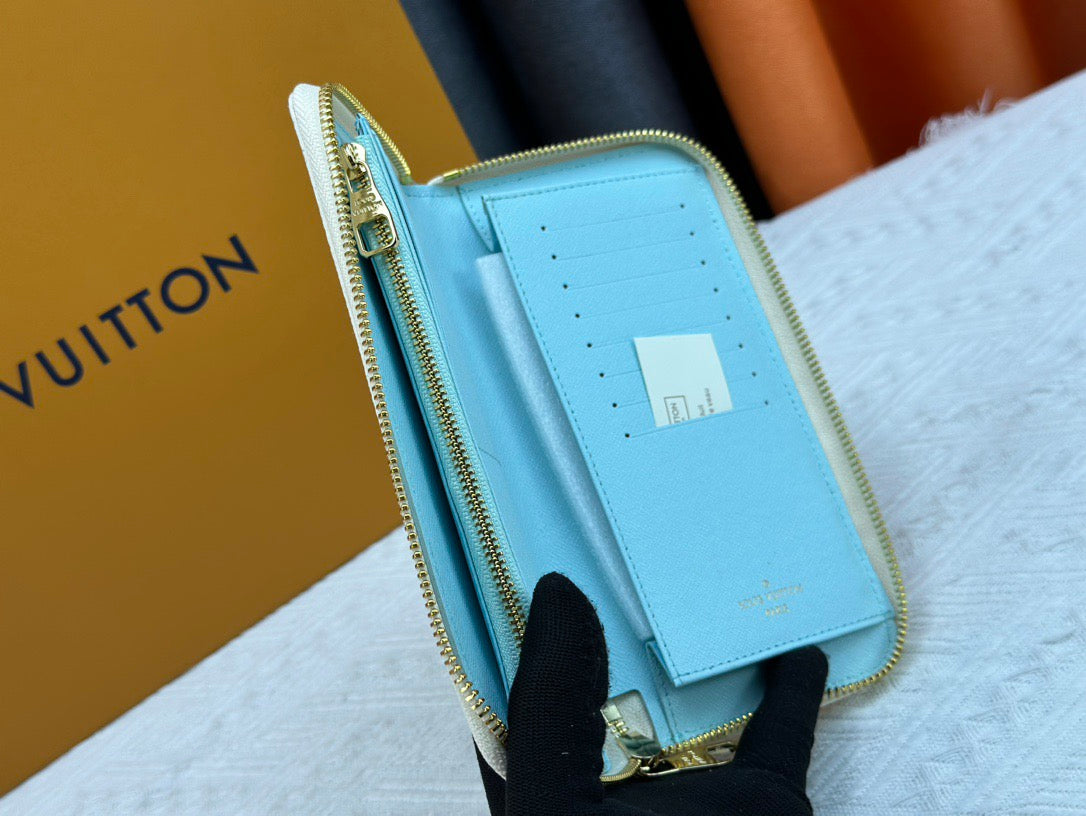 Louis Vuitton Light Blue Checkered Wallet Collection