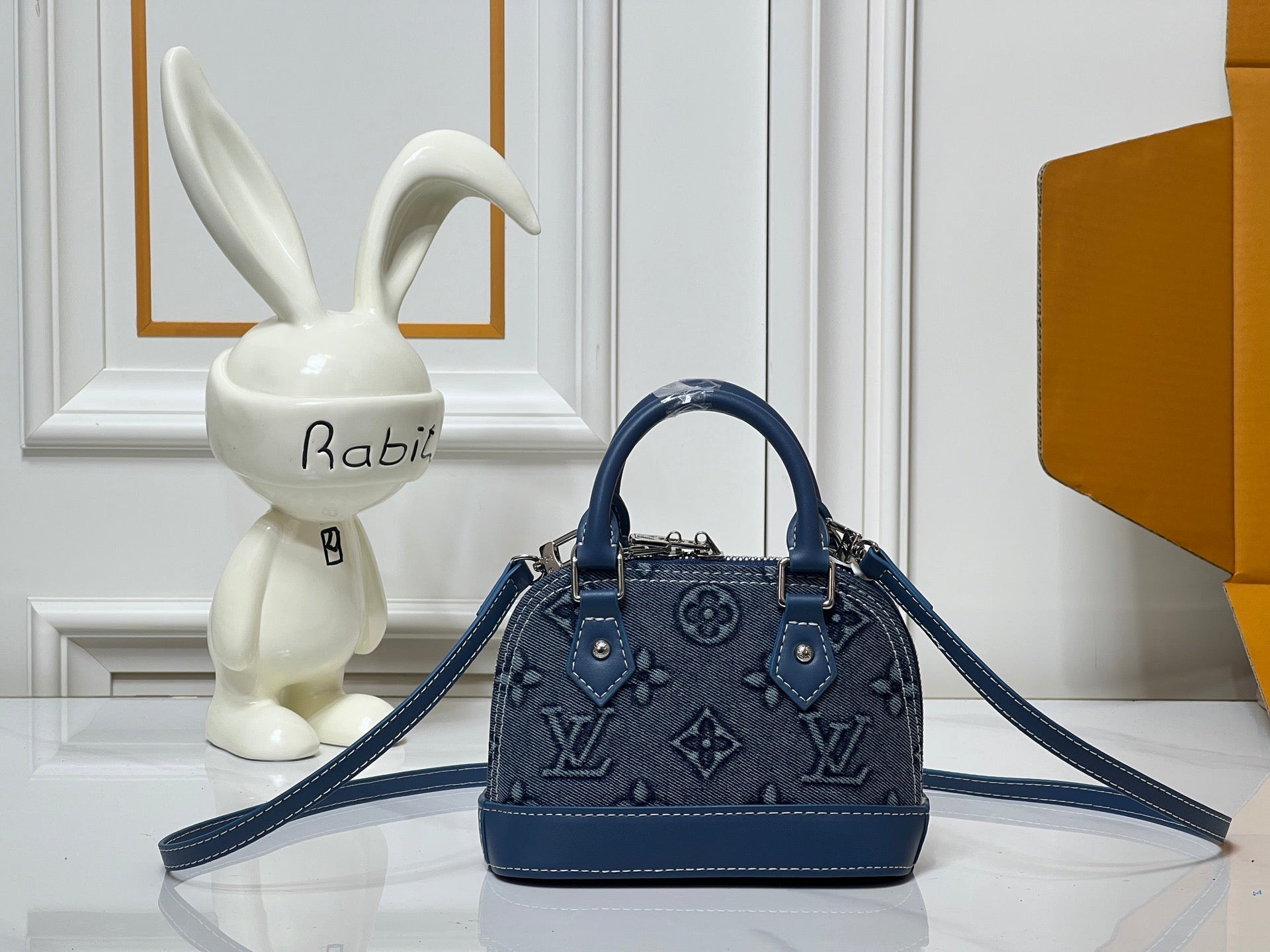 Louis Vuitton Denim Monogram Handbag – Blue Leather Accent Edition