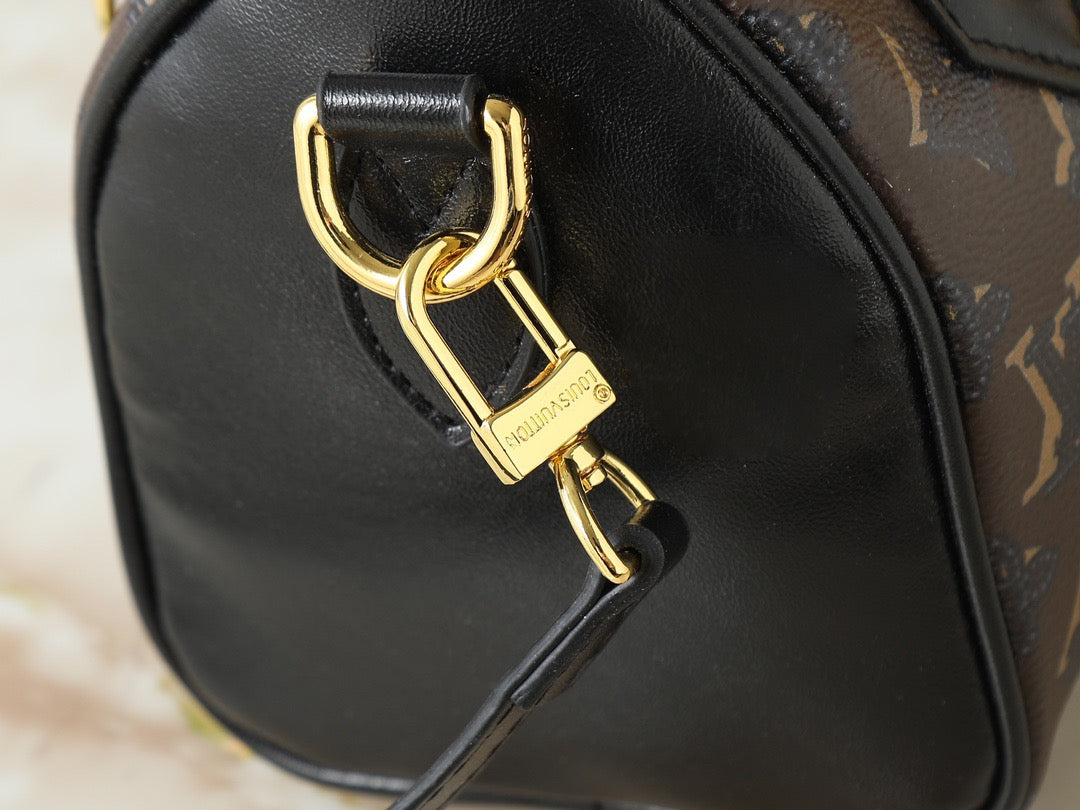 Louis Vuitton Monogram Chain Strap Handbag – Noir & Gold Edition