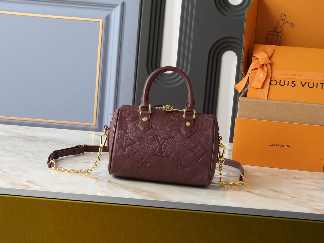 Louis Vuitton Embossed Monogram Handbag – Burgundy Luxe Edition