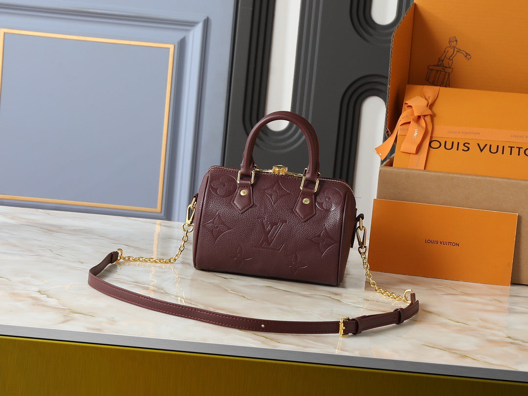 Louis Vuitton Embossed Monogram Handbag – Burgundy Luxe Edition