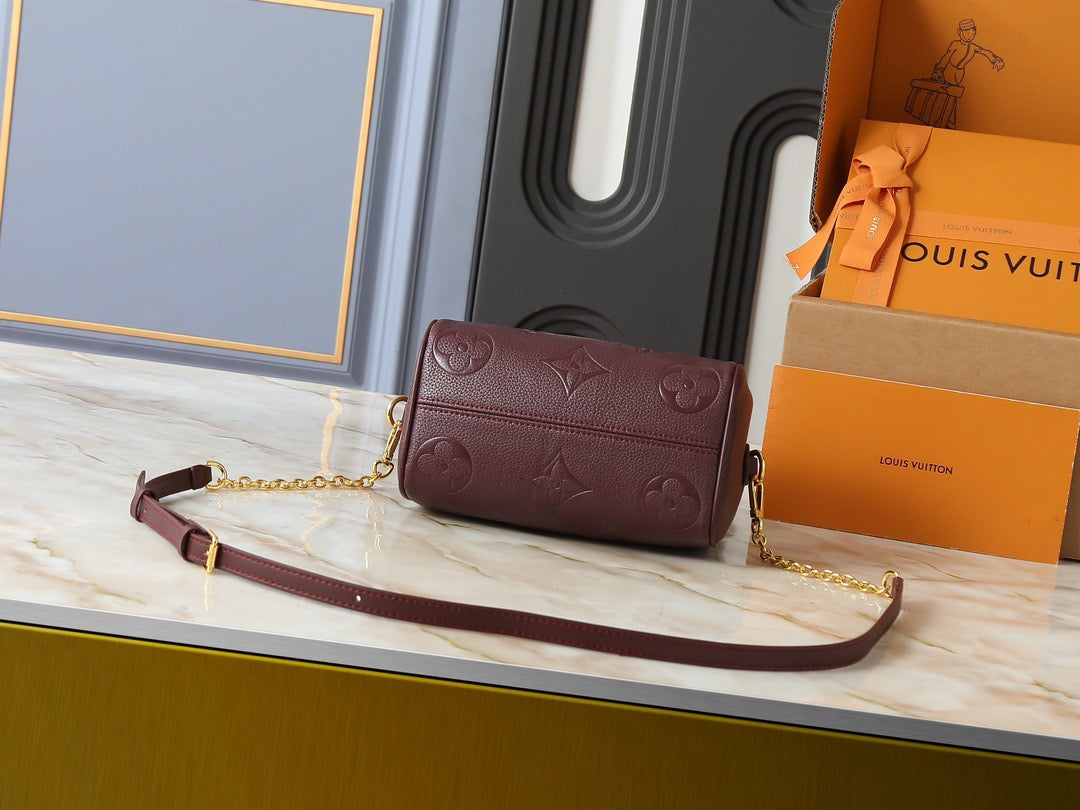 Louis Vuitton Embossed Monogram Handbag – Burgundy Luxe Edition