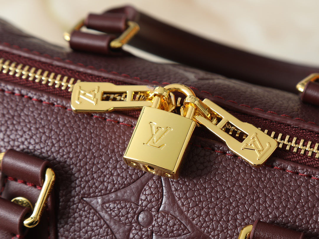 Louis Vuitton Embossed Monogram Handbag – Burgundy Luxe Edition