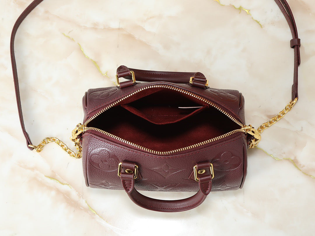 Louis Vuitton Embossed Monogram Handbag – Burgundy Luxe Edition