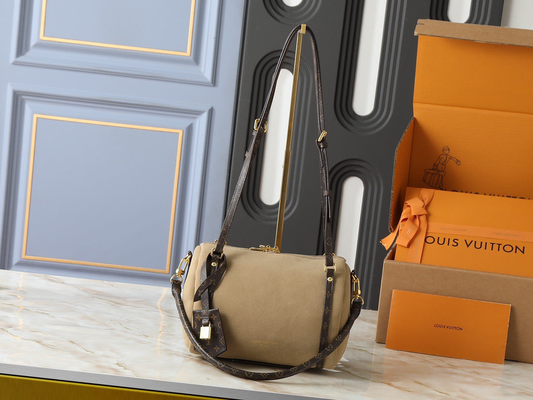 Louis Vuitton Beige Monogram Handbag – Lock & Strap Edition