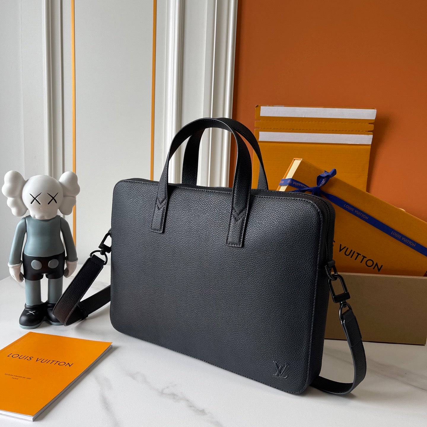 Louis Vuitton Black Leather Briefcase – Executive Luxe Edition