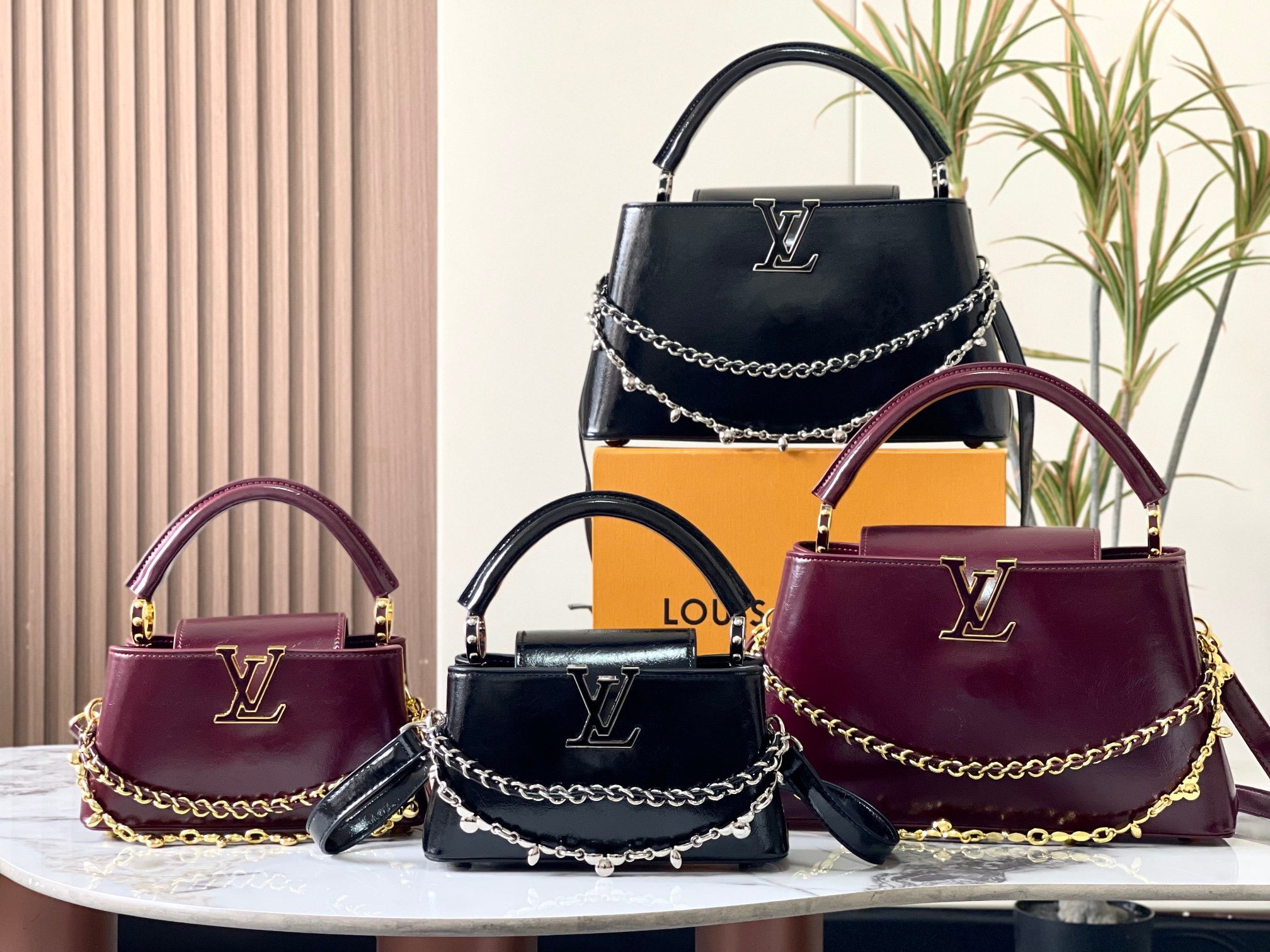 Louis Vuitton Metallic Logo Handbag Collection – Dual Size Luxe Series