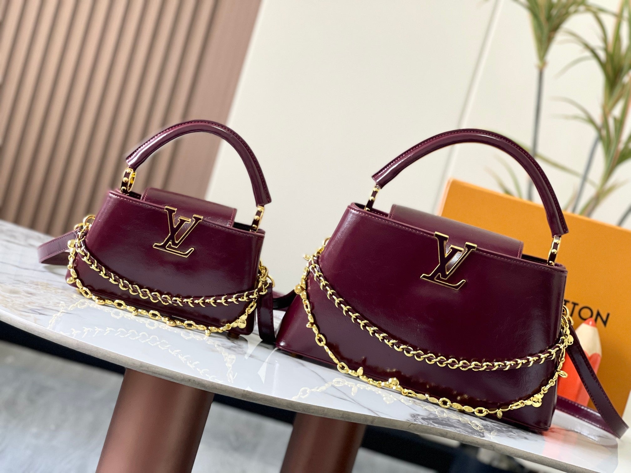 Louis Vuitton Metallic Logo Handbag Collection – Dual Size Luxe Series