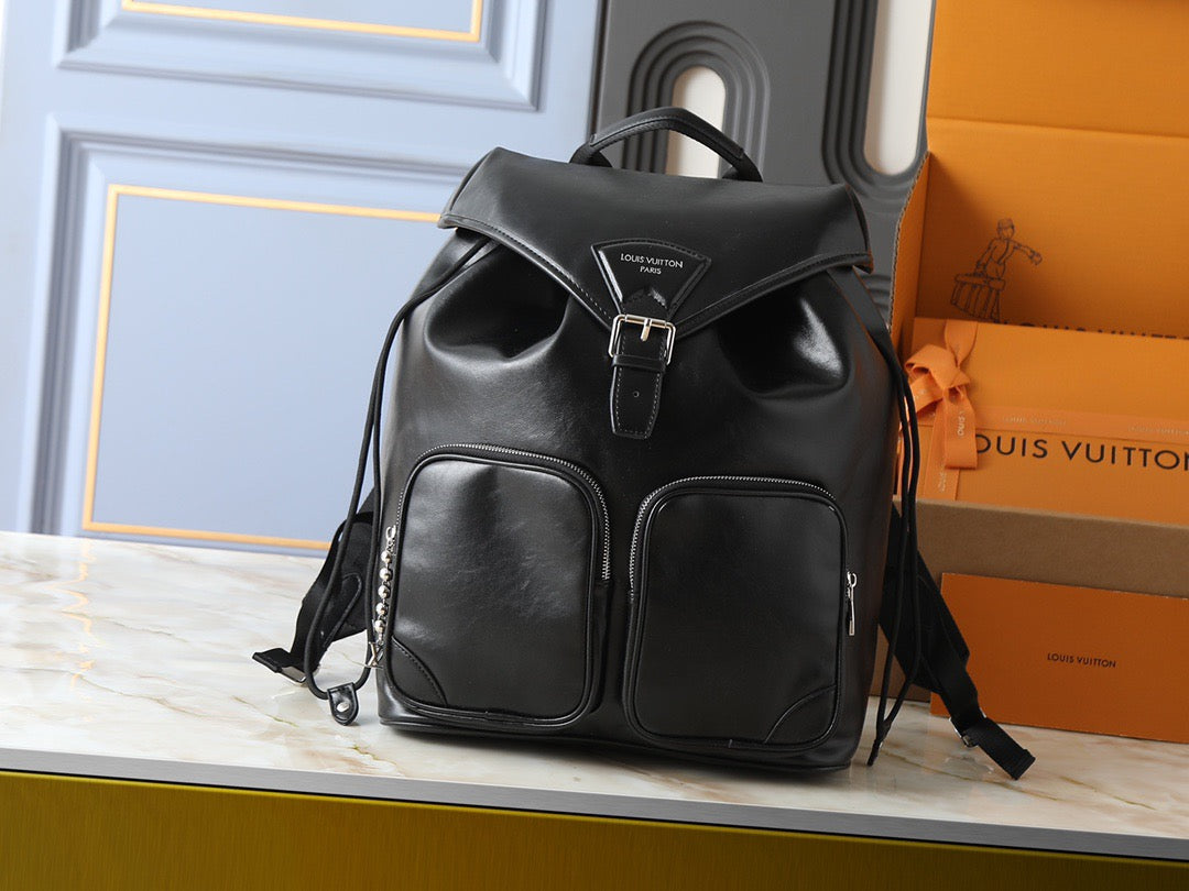 Louis Vuitton Black Leather Flap Backpack – Urban Explorer Edition