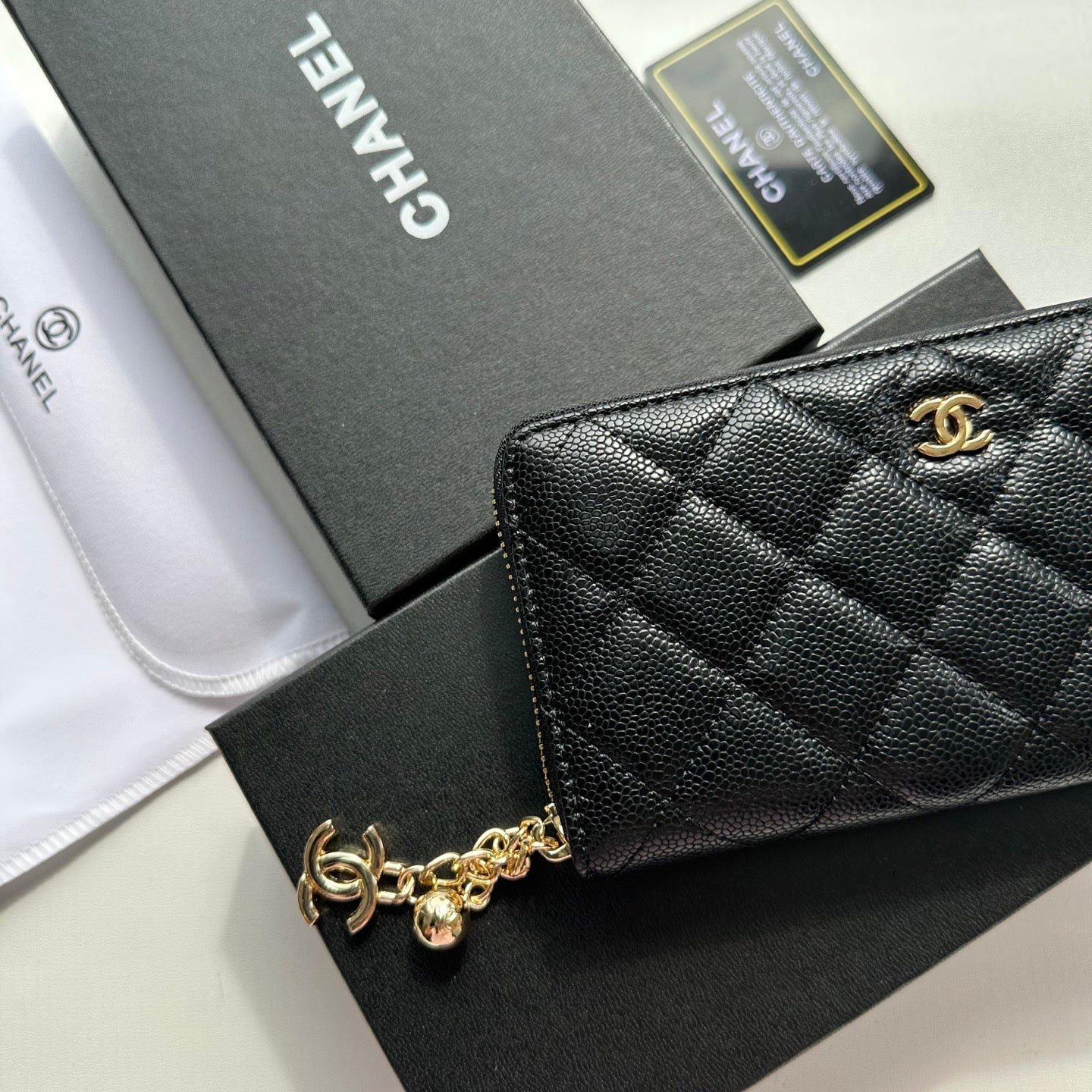 Chanel Quilted Zipper Wallet Collection – Chain Charm Edition
