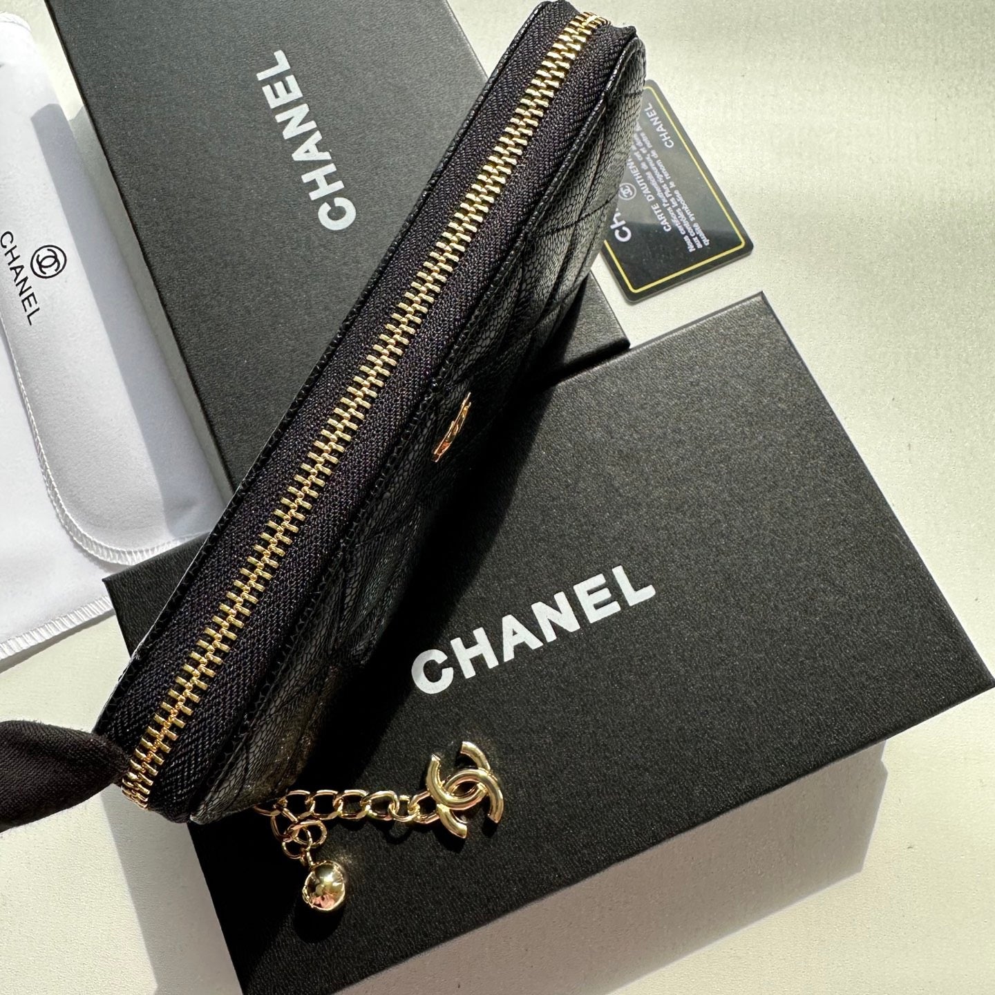 Chanel Quilted Zipper Wallet Collection – Chain Charm Edition