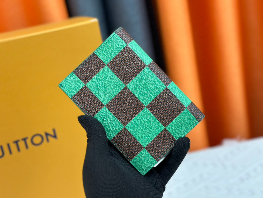 Louis Vuitton Compact Card Holder – Green & Brown Checkered Monogram