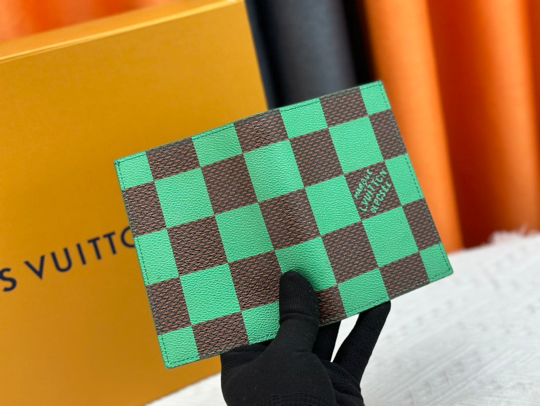 Louis Vuitton Compact Card Holder – Green & Brown Checkered Monogram