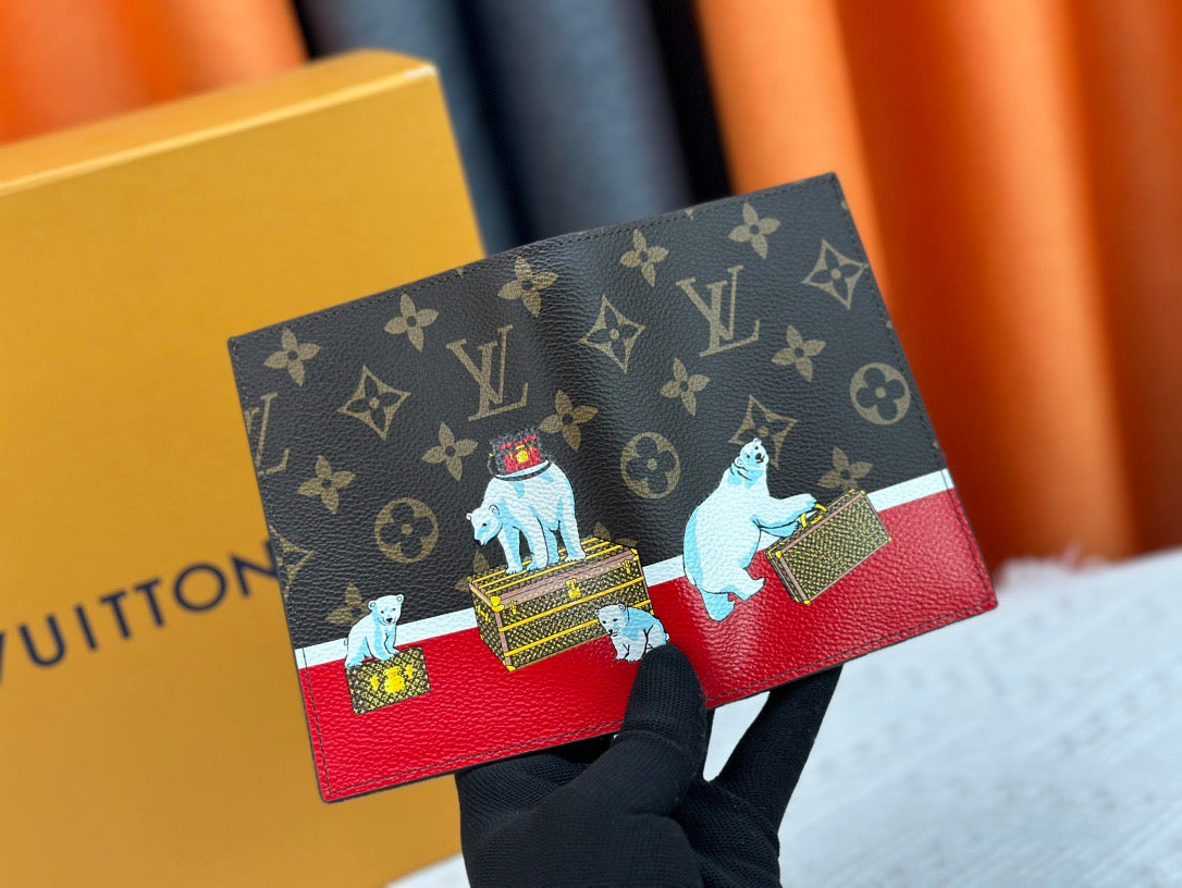 Louis Vuitton Compact Cardholder Red Leather with Interior Slots