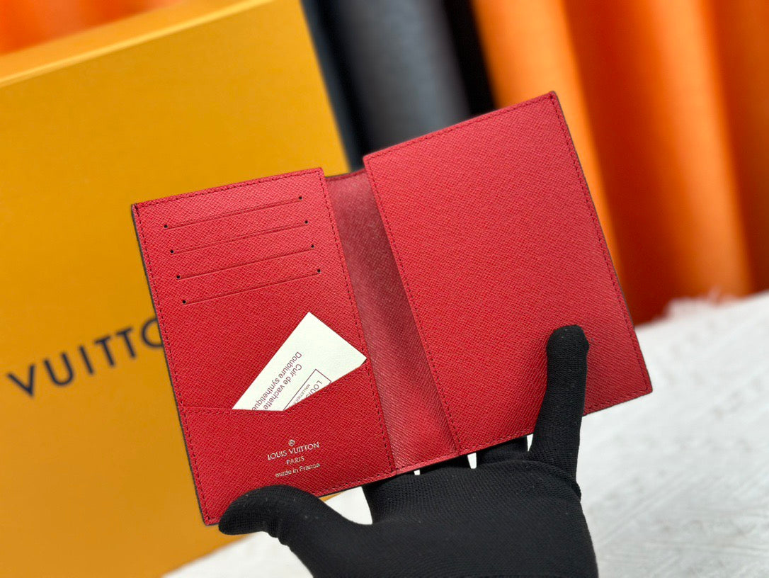 Louis Vuitton Compact Cardholder Red Leather with Interior Slots