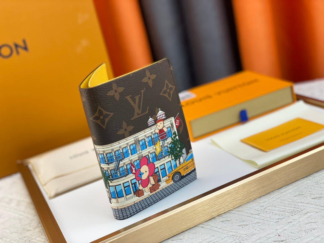 Louis Vuitton Monogram Card Holder Festive Cityscape with Cartoon Characters