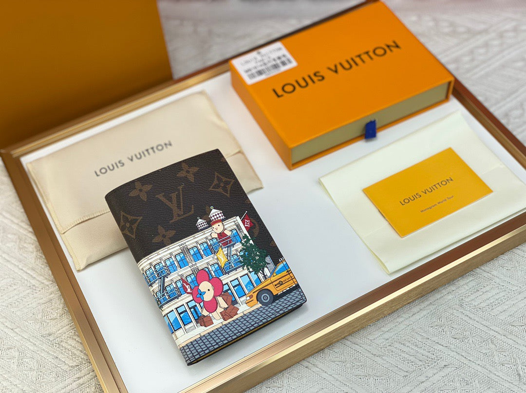 Louis Vuitton Monogram Card Holder Festive Cityscape with Cartoon Characters