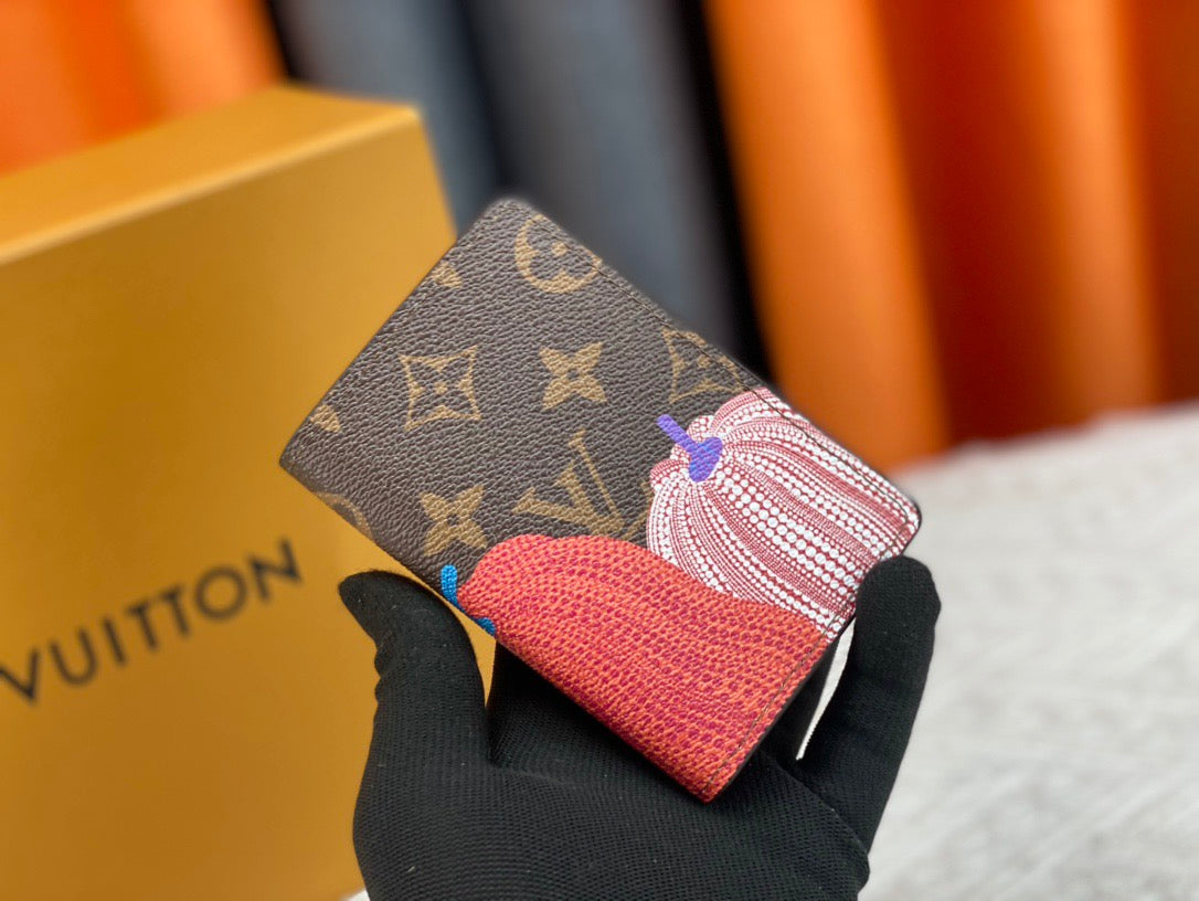 Louis Vuitton Compact Cardholder Monogram Canvas with Colorful Pumpkin Artwork
