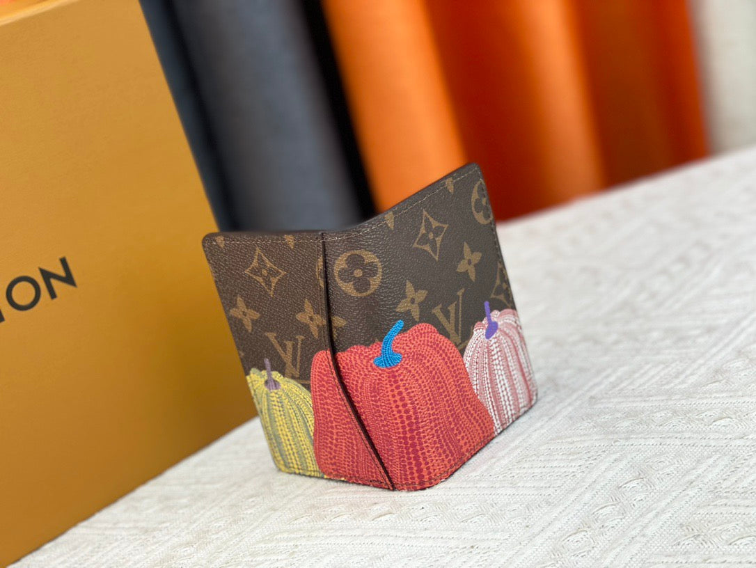 Louis Vuitton Compact Cardholder Monogram Canvas with Colorful Pumpkin Artwork