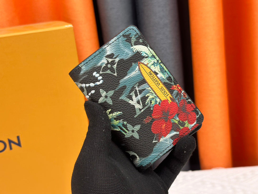 Louis Vuitton Compact Cardholder Floral Camouflage Monogram with Yellow Branding