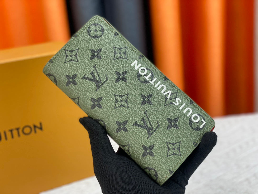 Louis Vuitton Monogram Wallet Blue & Green with Signature Branding