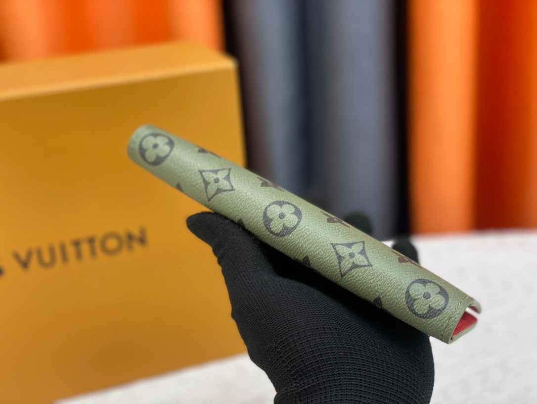 Louis Vuitton Monogram Wallet Blue & Green with Signature Branding