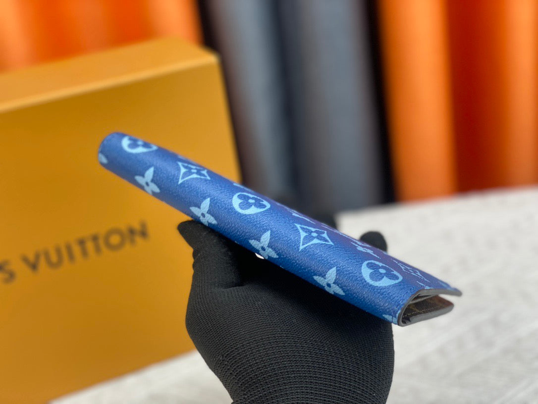 Louis Vuitton Monogram Wallet Blue & Green with Signature Branding