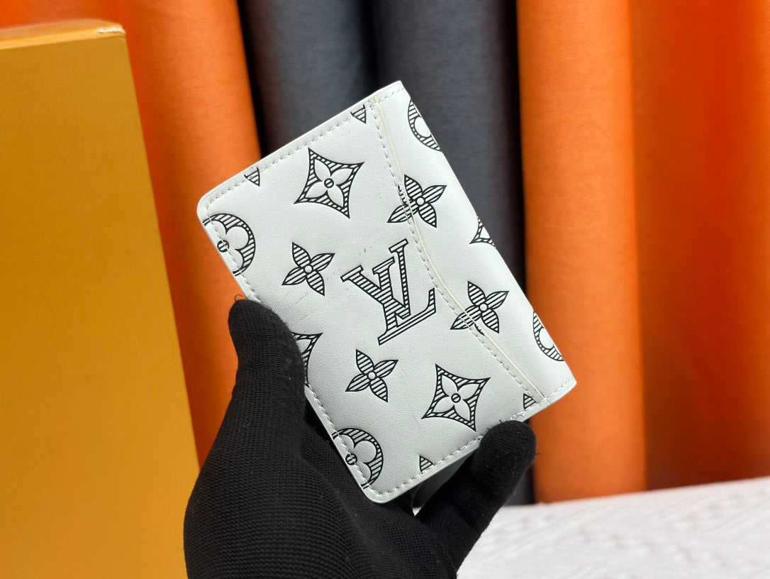 Louis Vuitton Compact Cardholder White Leather with Black Monogram