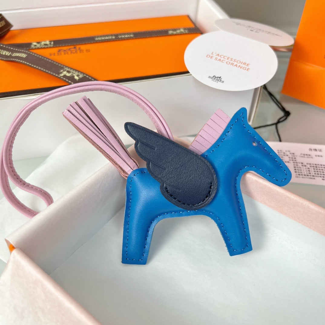Hermès Rodeo Pegasus Touch Charm – Blue, Navy & Pink Leather