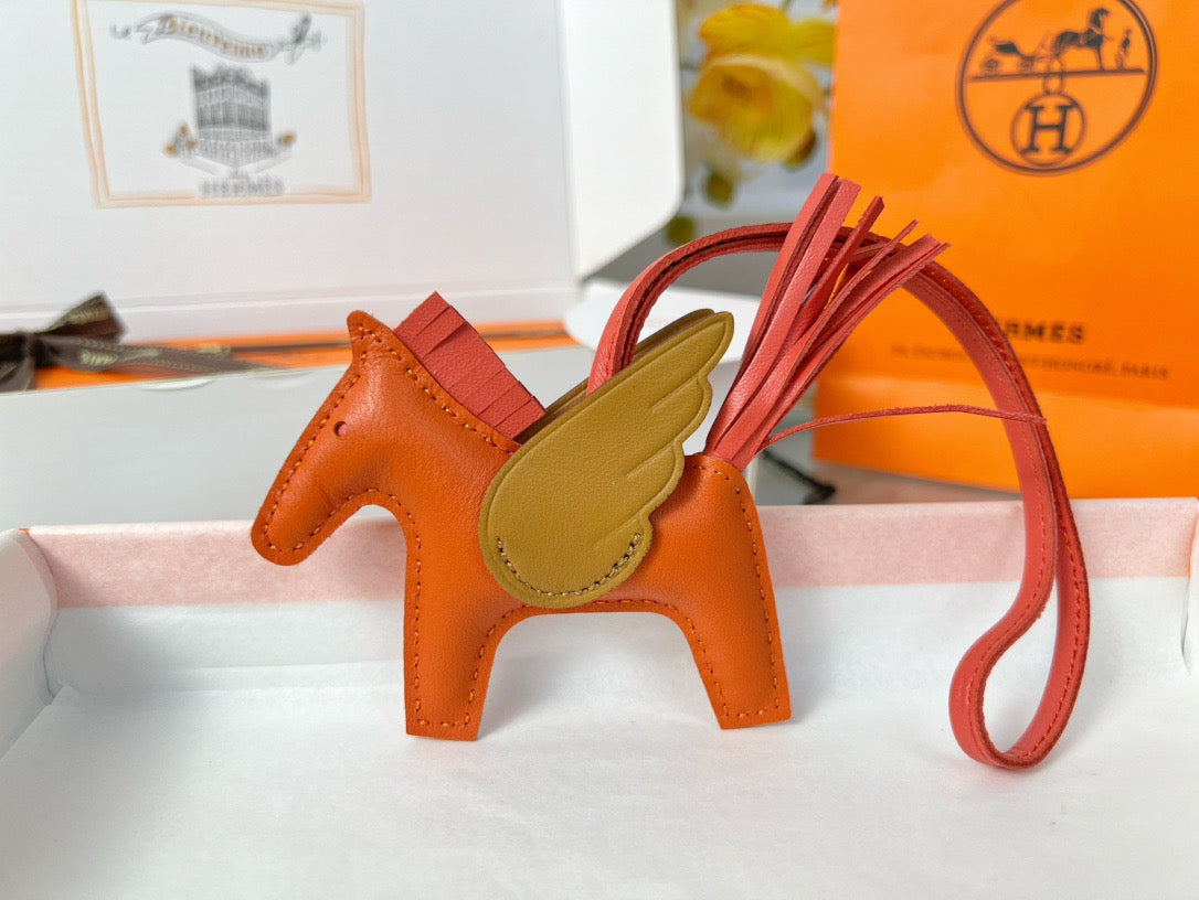 Hermès Rodeo Pegasus Touch Charm – Orange, Mustard & Red Leather