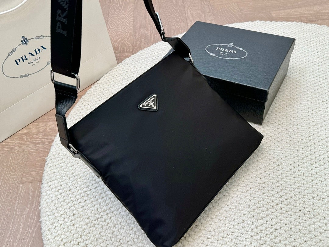 Prada Vertical Nylon Shoulder Bag Compact Design with Adjustable Strap