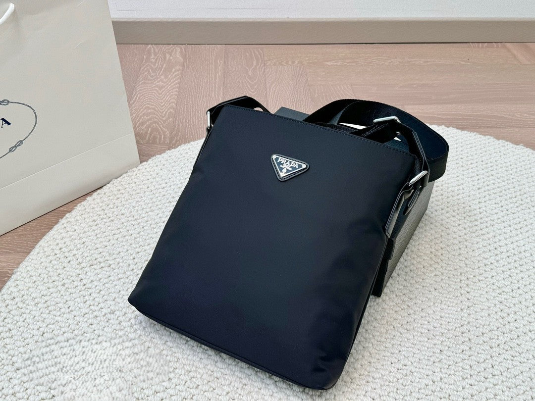 Prada Vertical Nylon Shoulder Bag Compact Design with Adjustable Strap