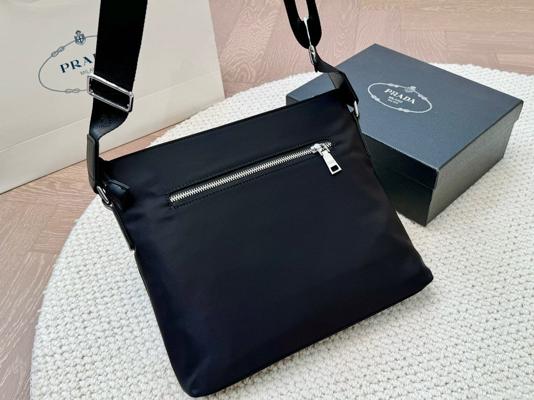 Prada Vertical Nylon Shoulder Bag Compact Design with Adjustable Strap