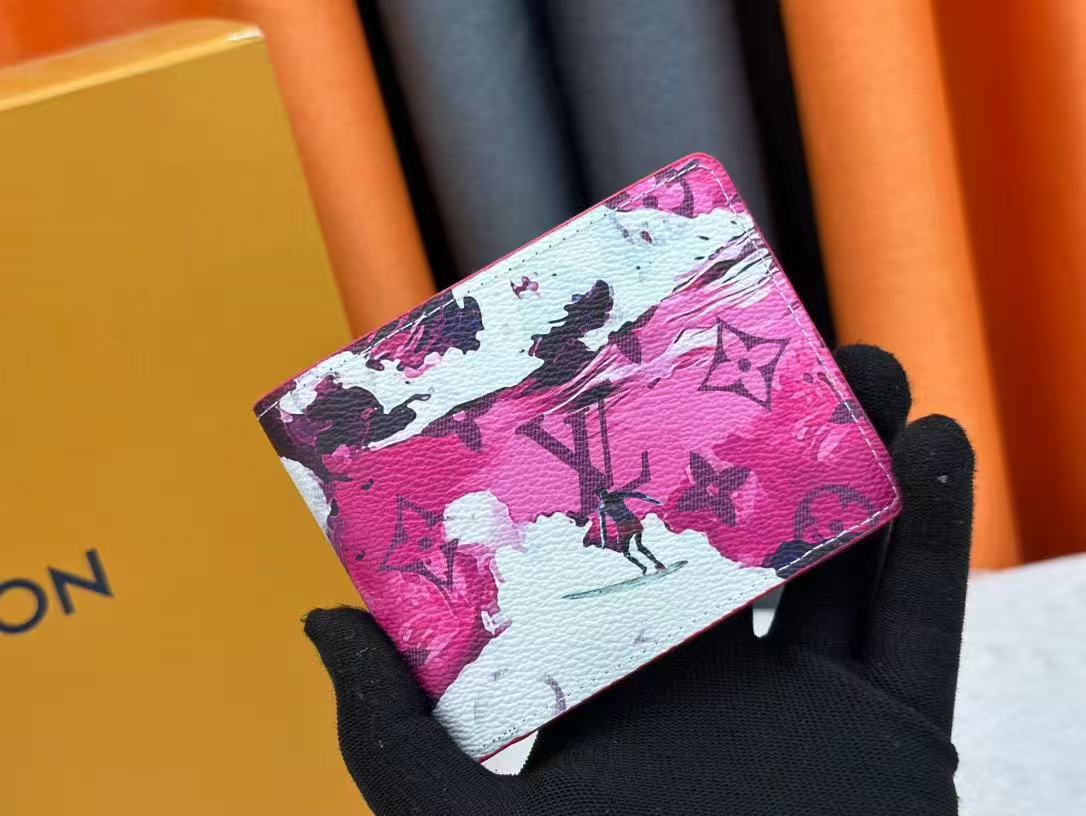 Louis Vuitton Abstract Monogram Wallet Pink & White Artistic Design