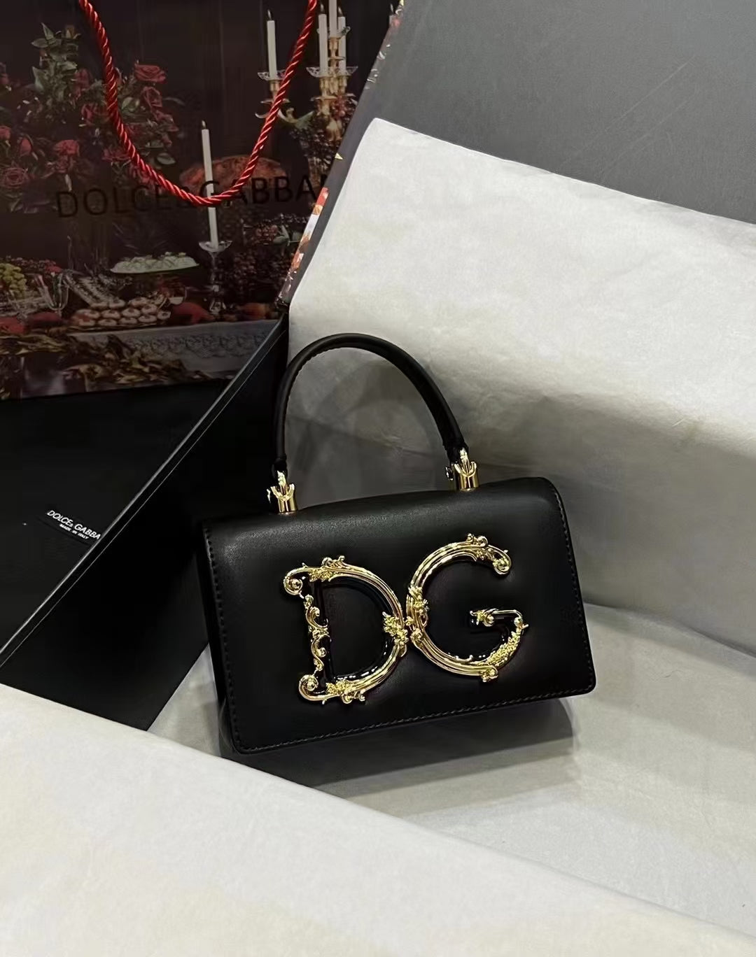 Dolce & Gabbana DG Logo Handbag with Ornate Gold Emblem