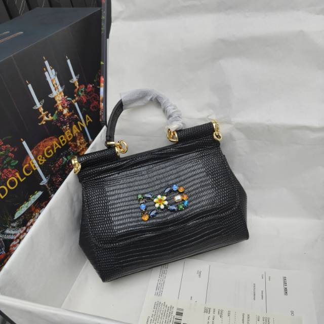 Dolce & Gabbana Embellished Handbag – Jeweled DG & Bow Motifs