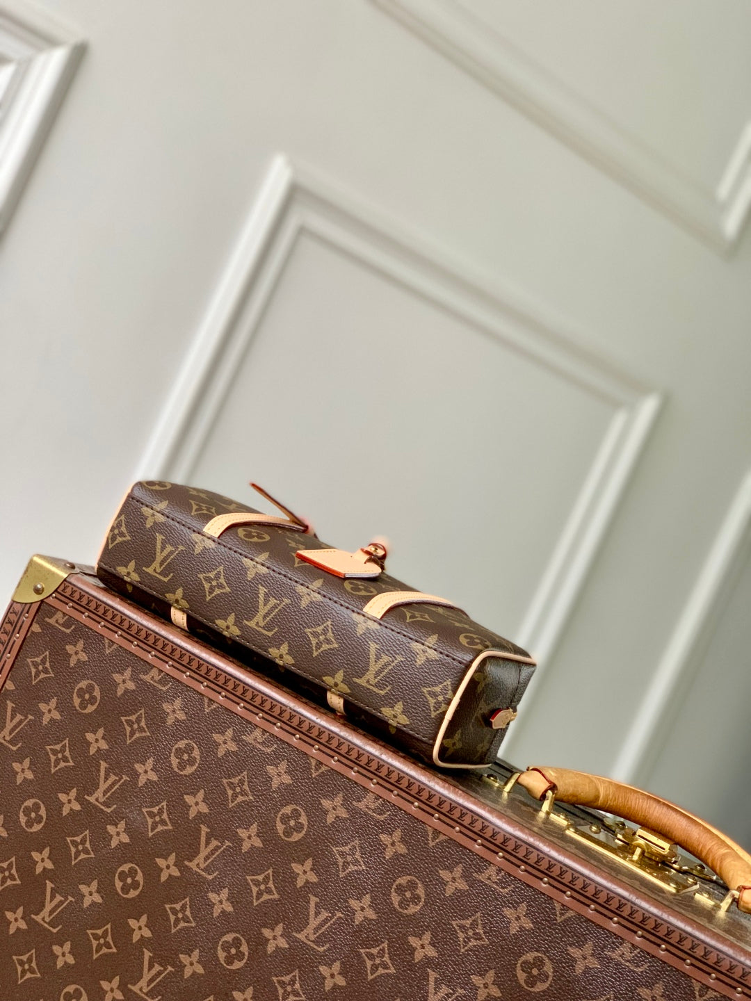 Louis Vuitton Monogram Canvas Handbag – Gold Hardware with Padlock Detail