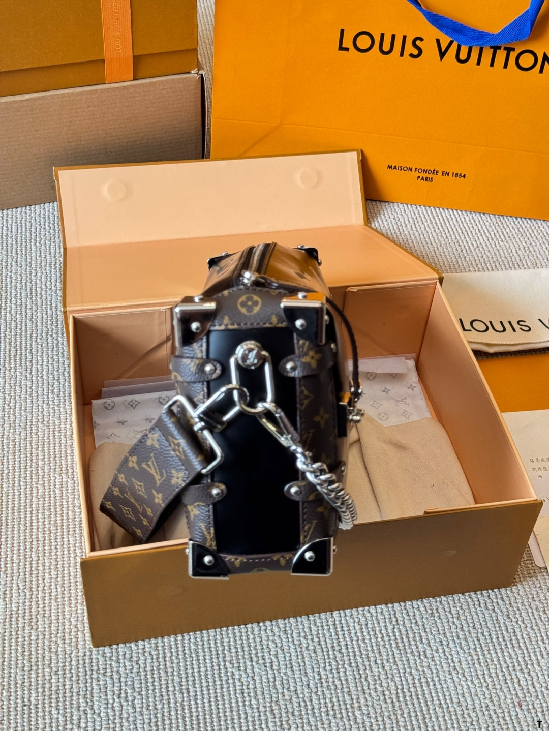 Louis Vuitton Chain Bag – Black Monogram Canvas with Silver Hardware